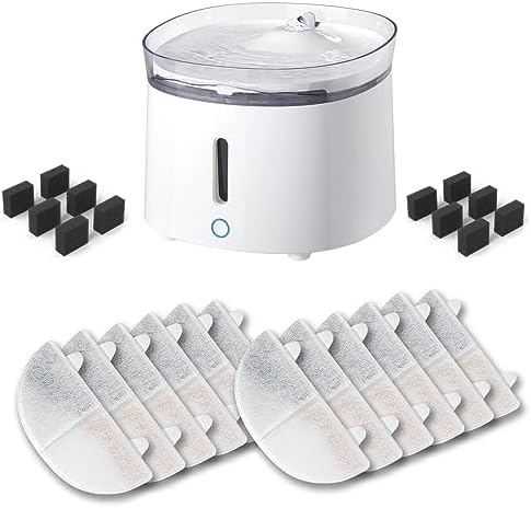 Filtres Fontaine à Fleurs WF20 20 Packs pour Chat + Carbon Filter 10 Pièces + Sponge 10 Pièces 2L avec Résine et Charbon