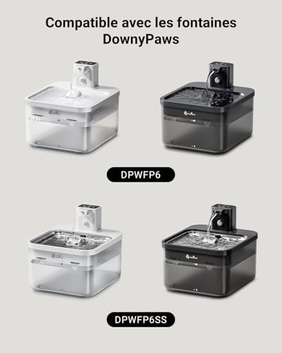 Filtres DownyPaws Fontaine Eau Chat | 6 Pièces Remplacement Charbon Actif | Convient pour DPWFP6 | Eau Claire et Saine |