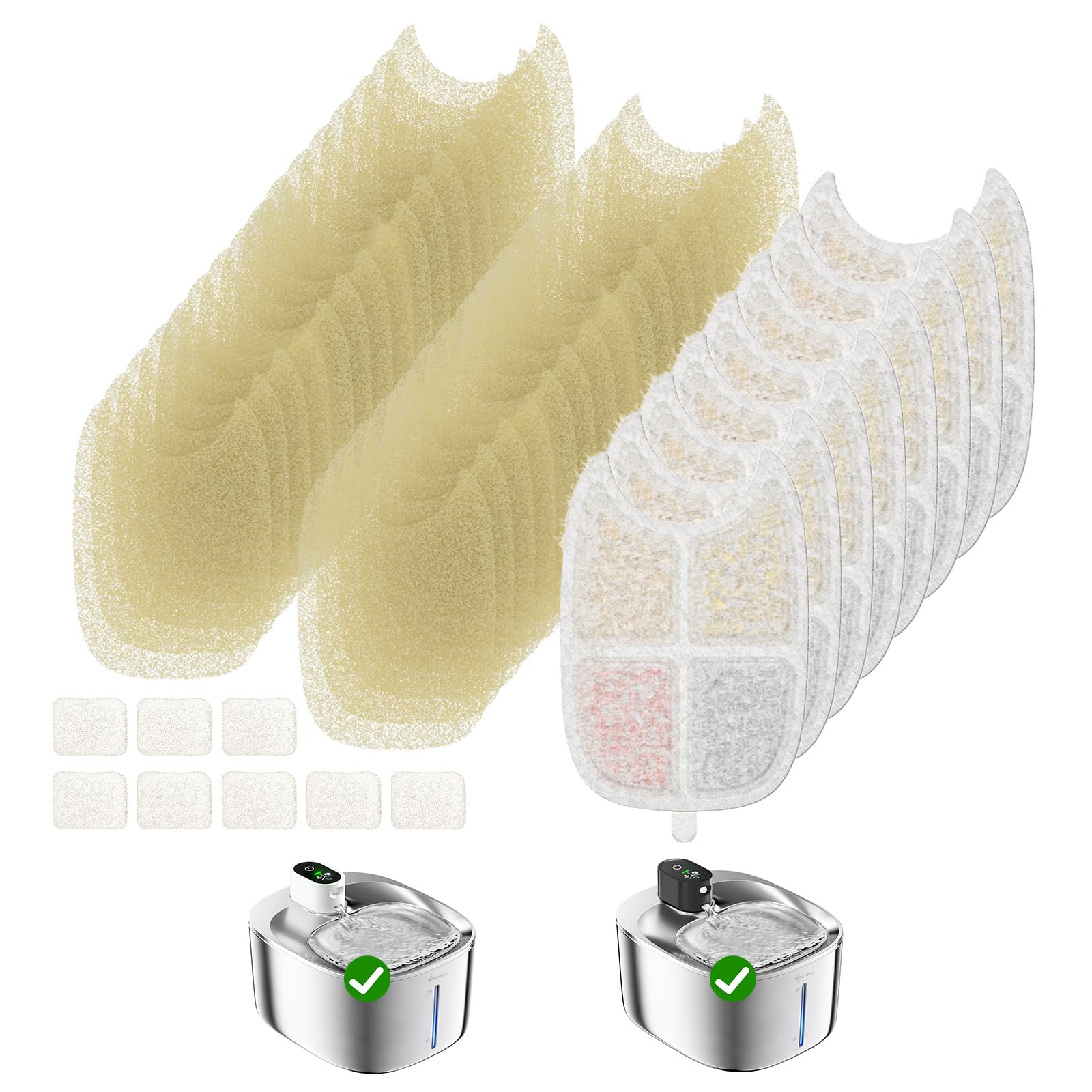 APETDOLA Filtres pour Fontaine à Eau Chat FS10pro - Lot de 8, avec Filtration Multiple et Batterie, Pour Animaux de Comp