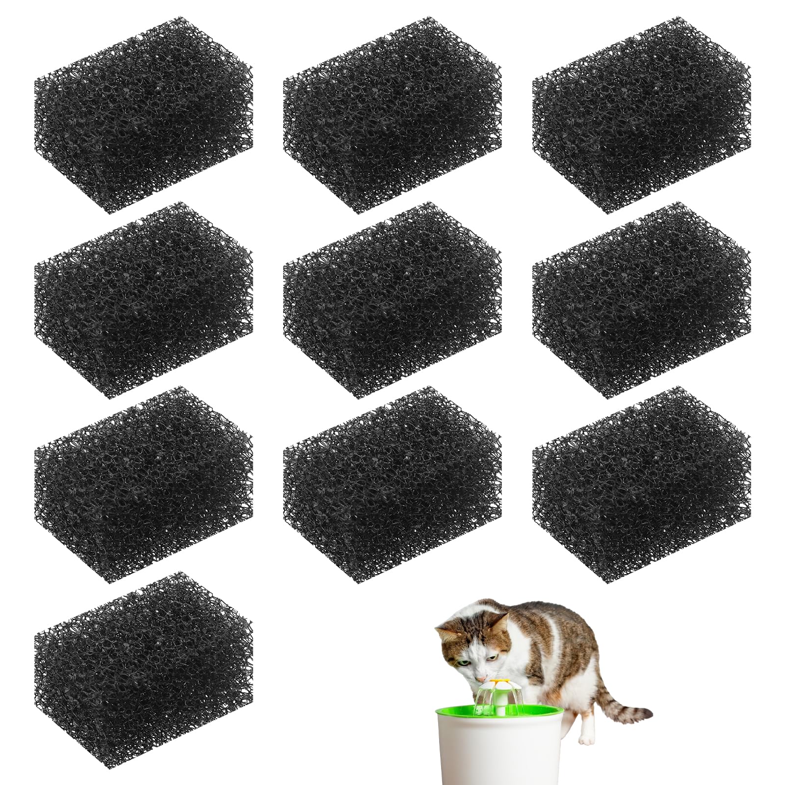 Giantree Filtration Éponge Filtre pour Fontaine à Chat - Carré - Chat - Cuisine - EasyNet - 2,5 L - Filtration Continue